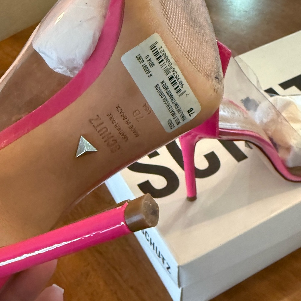 SCHUTZ Hot Pink and Clear Pointed Stiletto Pumps LIKE NEW WORN ONCE - Picture 5 of 8